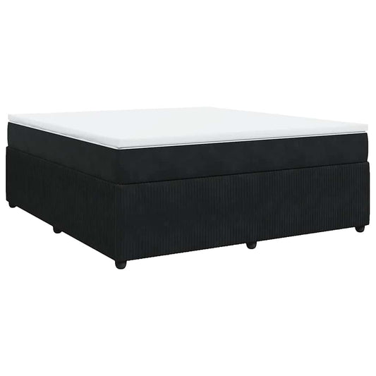 vidaXL Κρεβάτι Boxspring με Στρώμα Μαύρο 180x200 εκ. Βελούδινο