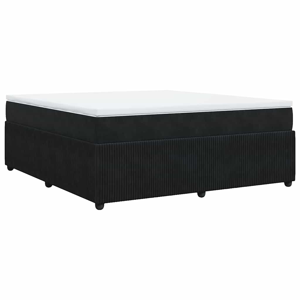 vidaXL Κρεβάτι Boxspring με Στρώμα Μαύρο 180x200 εκ. Βελούδινο