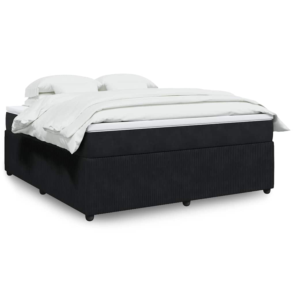 vidaXL Κρεβάτι Boxspring με Στρώμα Μαύρο 180x200 εκ. Βελούδινο