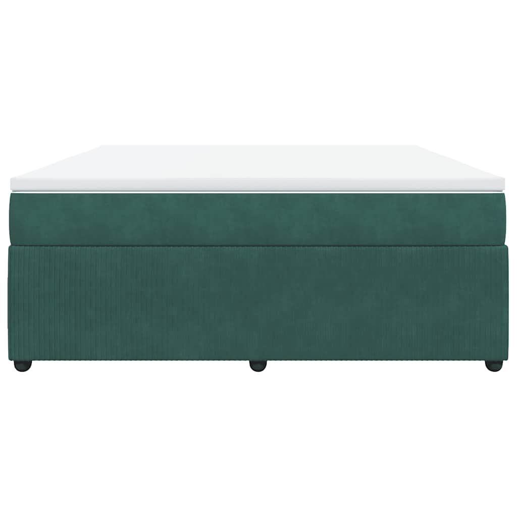 vidaXL Κρεβάτι Boxspring με Στρώμα Σκούρο Πράσινο 180x200εκ. Βελούδινο