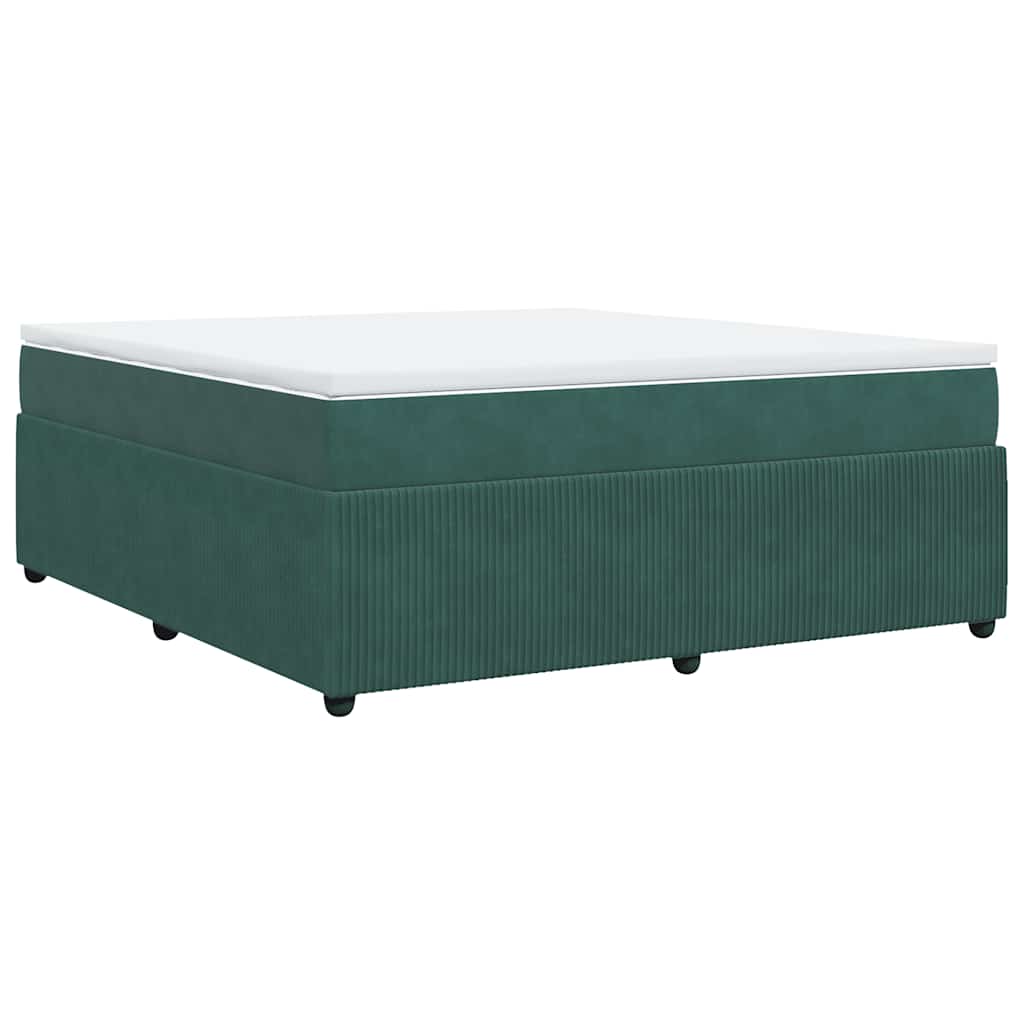 vidaXL Κρεβάτι Boxspring με Στρώμα Σκούρο Πράσινο 180x200εκ. Βελούδινο