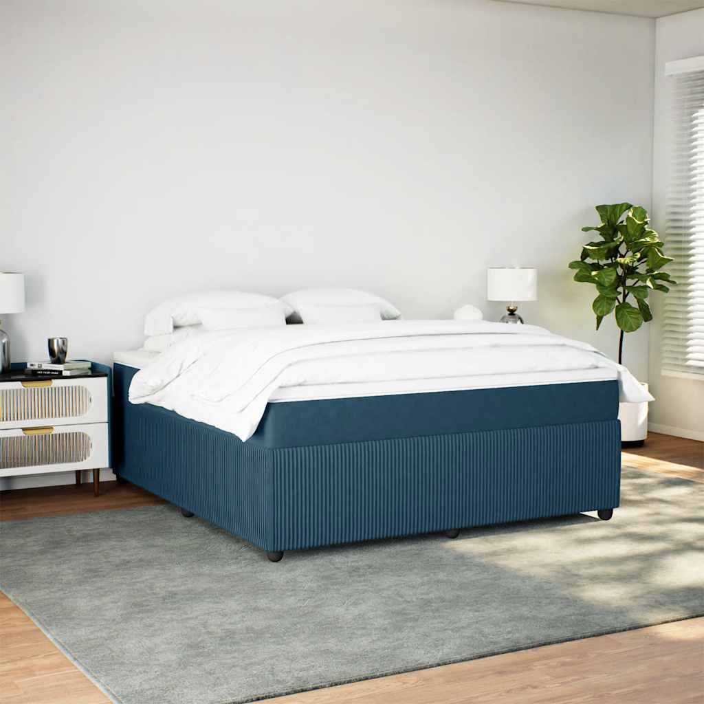 vidaXL Κρεβάτι Boxspring με Στρώμα Σκούρο Μπλε 180x200 εκ. Βελούδινο