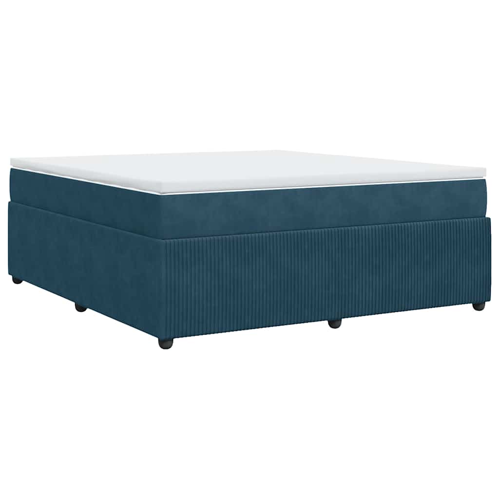 vidaXL Κρεβάτι Boxspring με Στρώμα Σκούρο Μπλε 180x200 εκ. Βελούδινο
