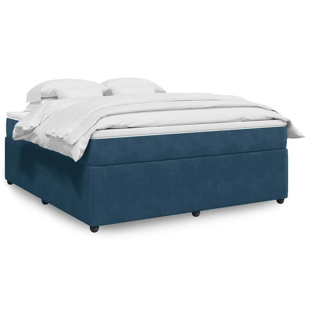 vidaXL Κρεβάτι Boxspring με Στρώμα Σκούρο Μπλε 180x200 εκ. Βελούδινο