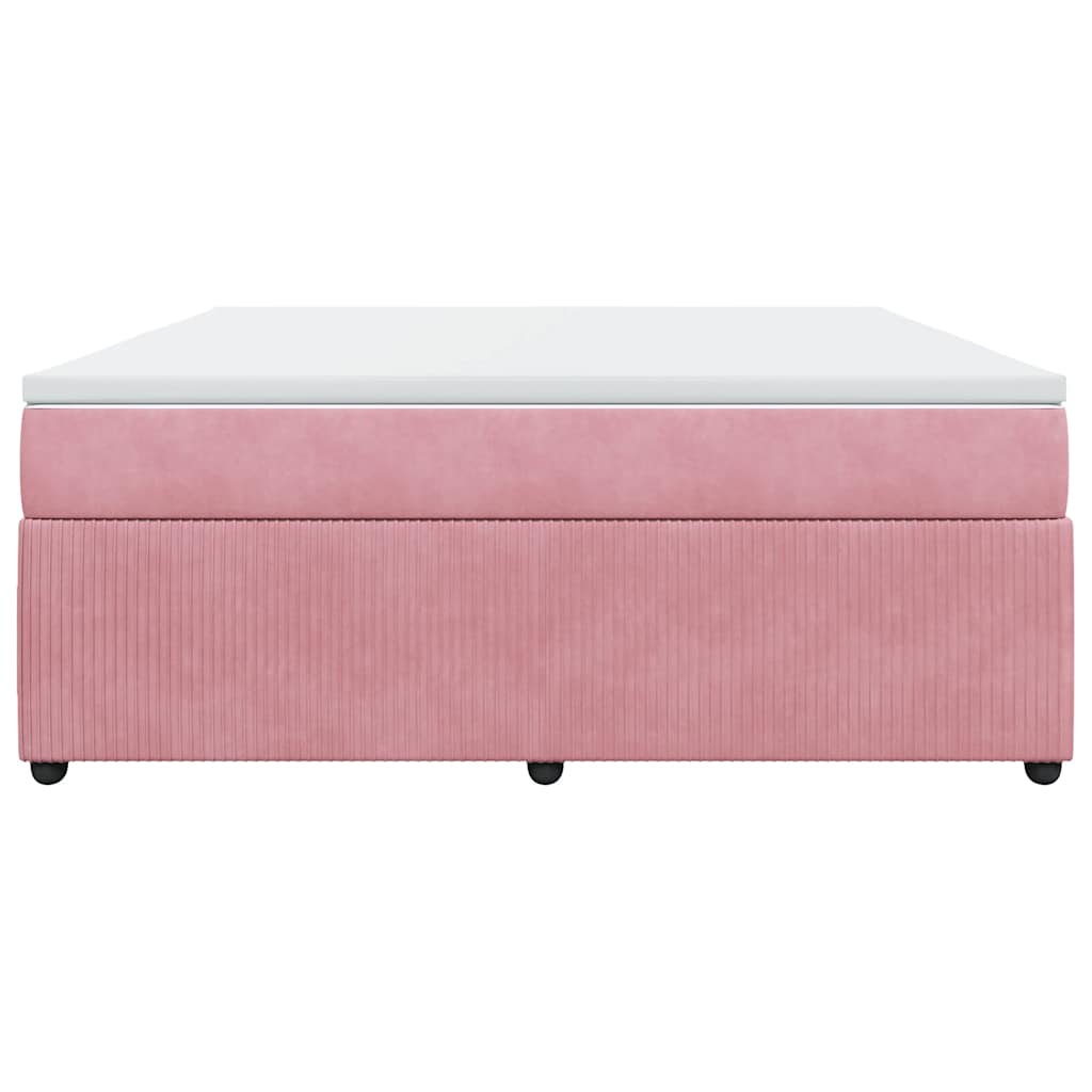 vidaXL Κρεβάτι Boxspring με Στρώμα Ροζ 180x200 εκ. Βελούδινο