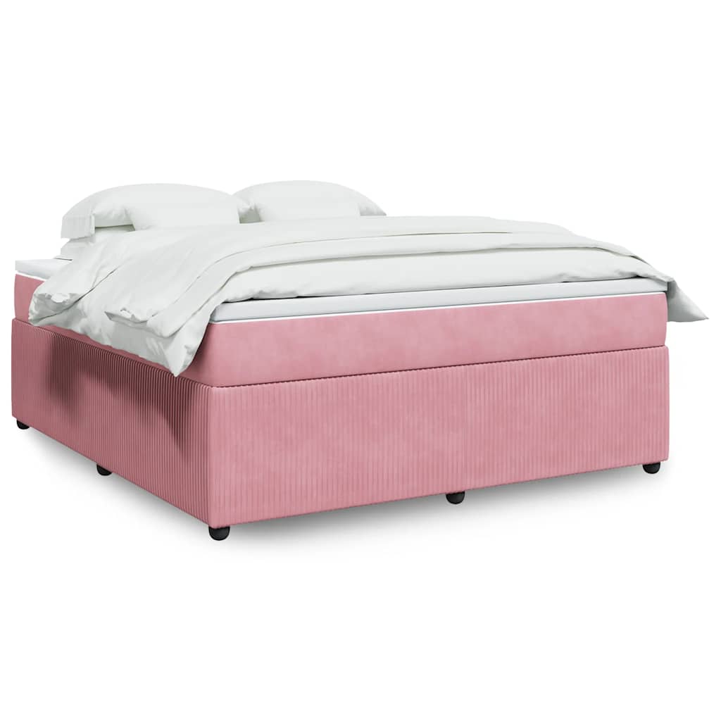 vidaXL Κρεβάτι Boxspring με Στρώμα Ροζ 180x200 εκ. Βελούδινο
