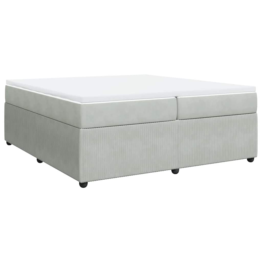 vidaXL Κρεβάτι Boxspring με Στρώμα Ανοιχτό Γκρι 200x200 εκ. Βελούδινο