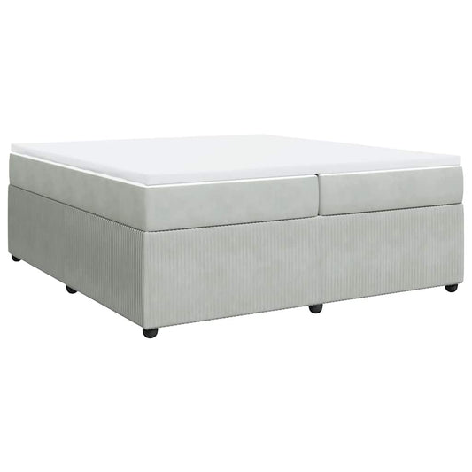 vidaXL Κρεβάτι Boxspring με Στρώμα Ανοιχτό Γκρι 200x200 εκ. Βελούδινο