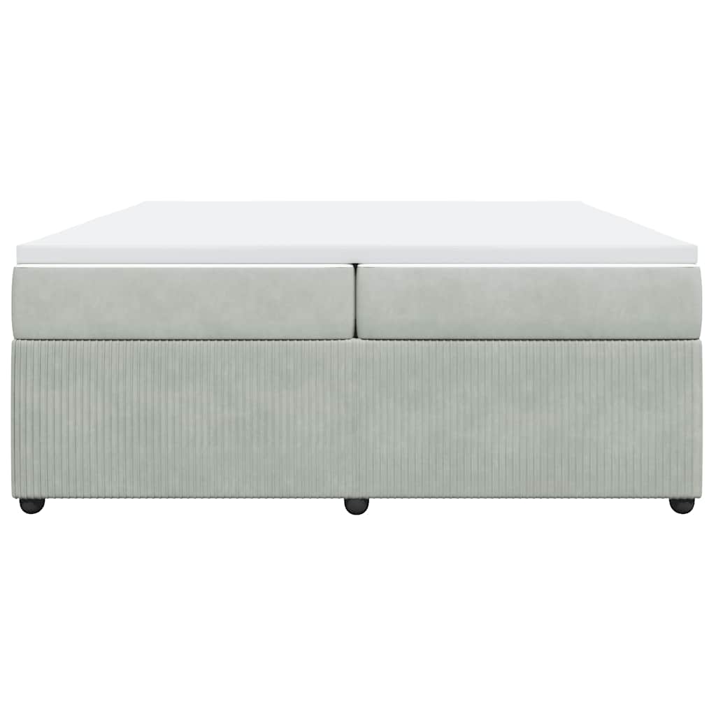 vidaXL Κρεβάτι Boxspring με Στρώμα Ανοιχτό Γκρι 200x200 εκ. Βελούδινο