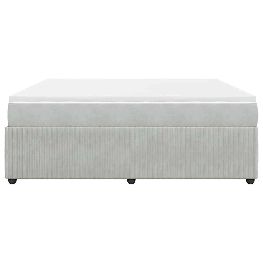 vidaXL Κρεβάτι Boxspring με Στρώμα Ανοιχτό Γκρι 200x200 εκ. Βελούδινο