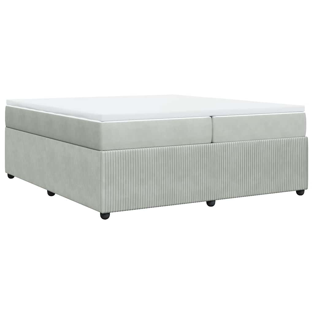 vidaXL Κρεβάτι Boxspring με Στρώμα Ανοιχτό Γκρι 200x200 εκ. Βελούδινο