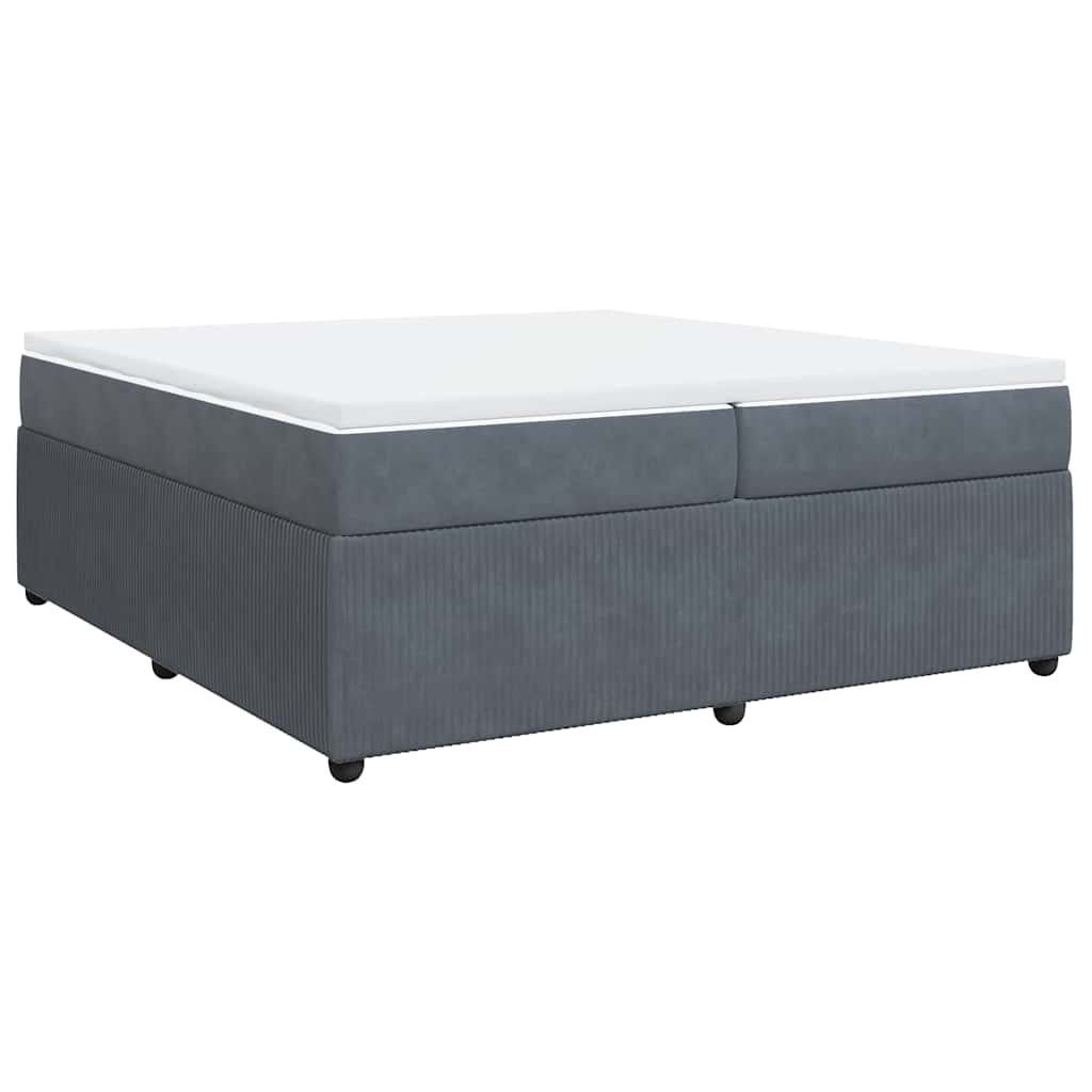 vidaXL Κρεβάτι Boxspring με Στρώμα Σκούρο Γκρι 200x200 εκ. Βελούδινο