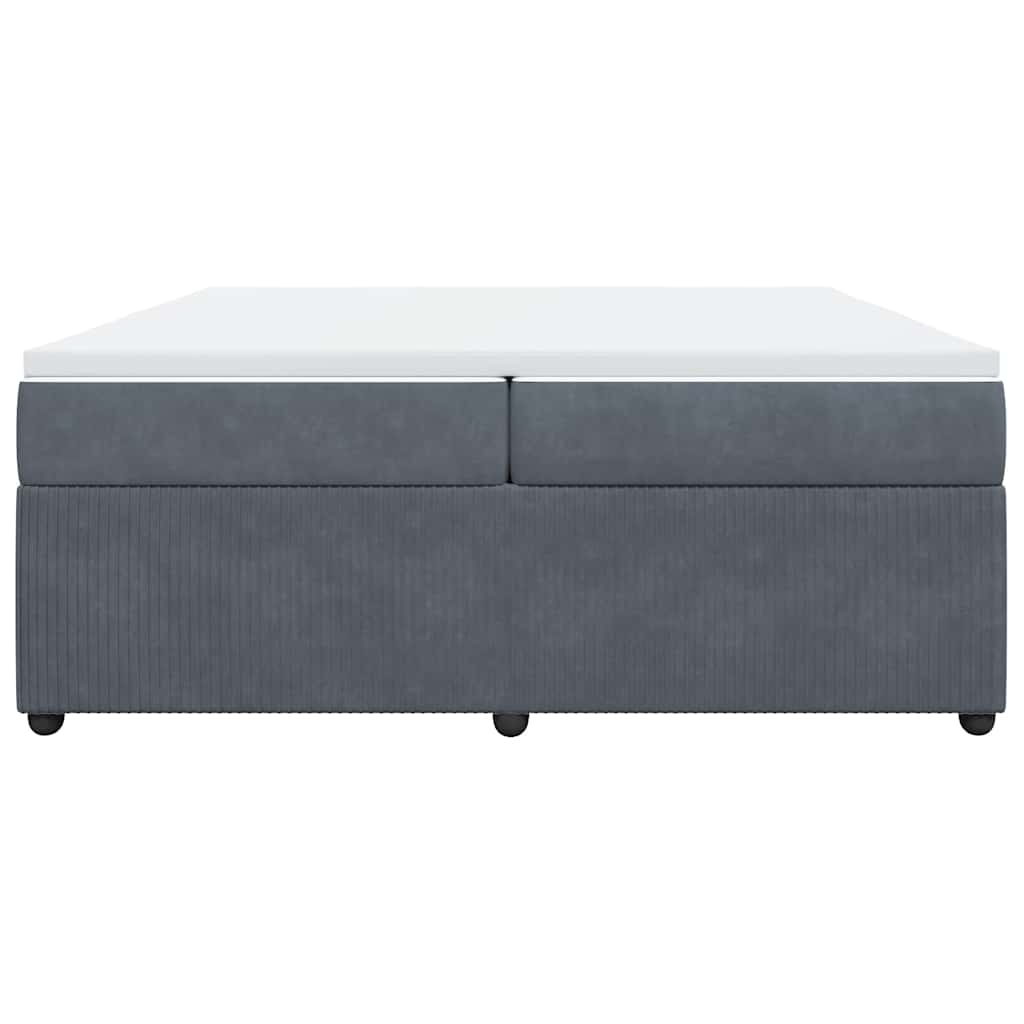 vidaXL Κρεβάτι Boxspring με Στρώμα Σκούρο Γκρι 200x200 εκ. Βελούδινο