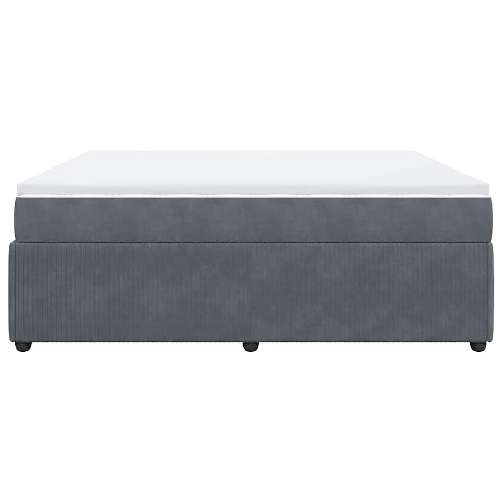 vidaXL Κρεβάτι Boxspring με Στρώμα Σκούρο Γκρι 200x200 εκ. Βελούδινο