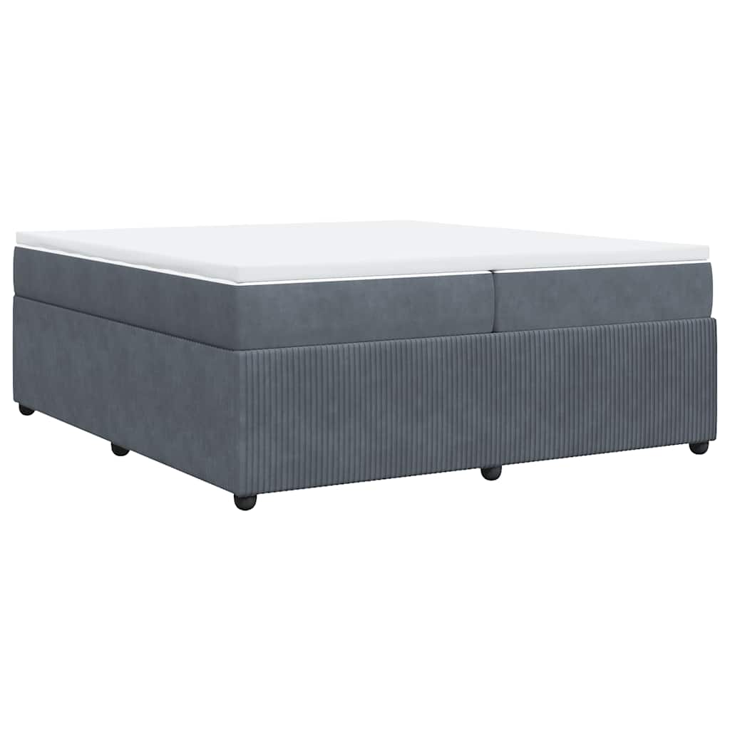 vidaXL Κρεβάτι Boxspring με Στρώμα Σκούρο Γκρι 200x200 εκ. Βελούδινο