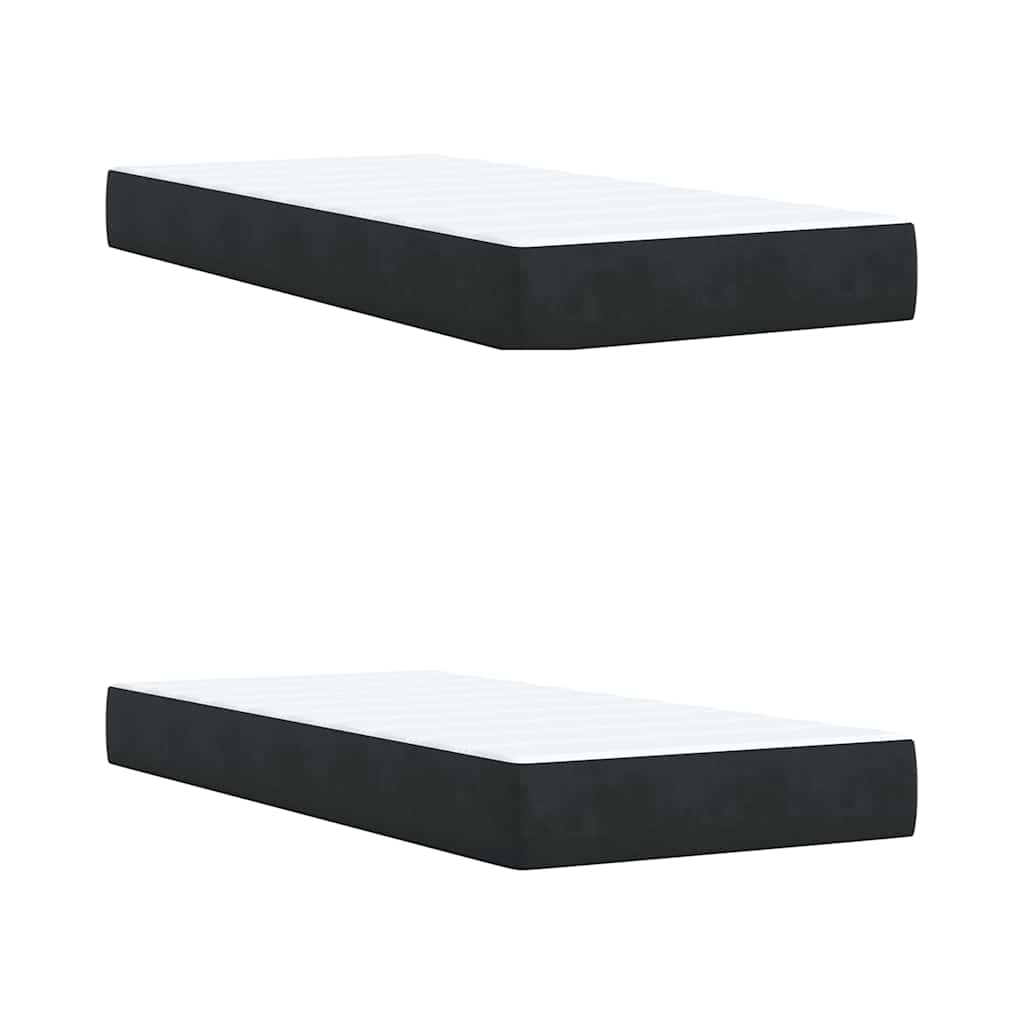vidaXL Κρεβάτι Boxspring με Στρώμα Μαύρο 200x200 εκ. Βελούδινο