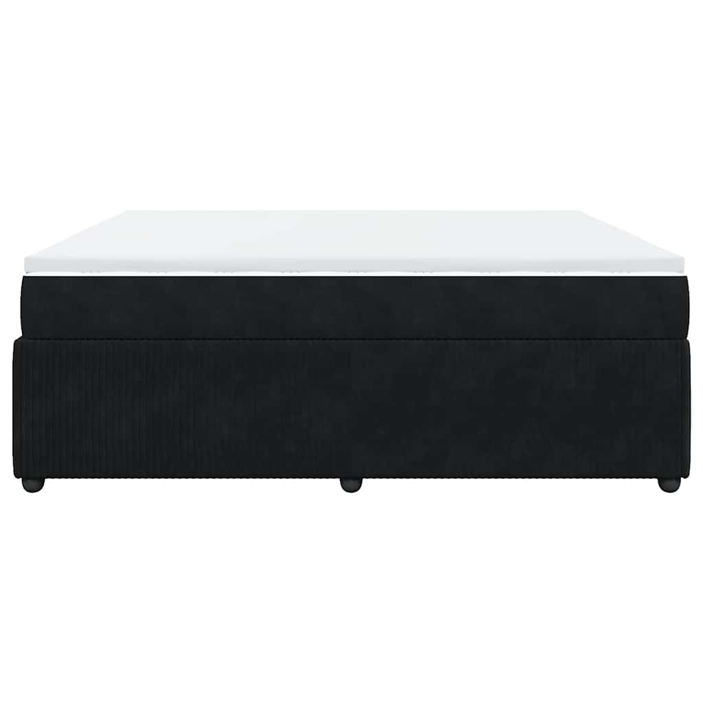 vidaXL Κρεβάτι Boxspring με Στρώμα Μαύρο 200x200 εκ. Βελούδινο