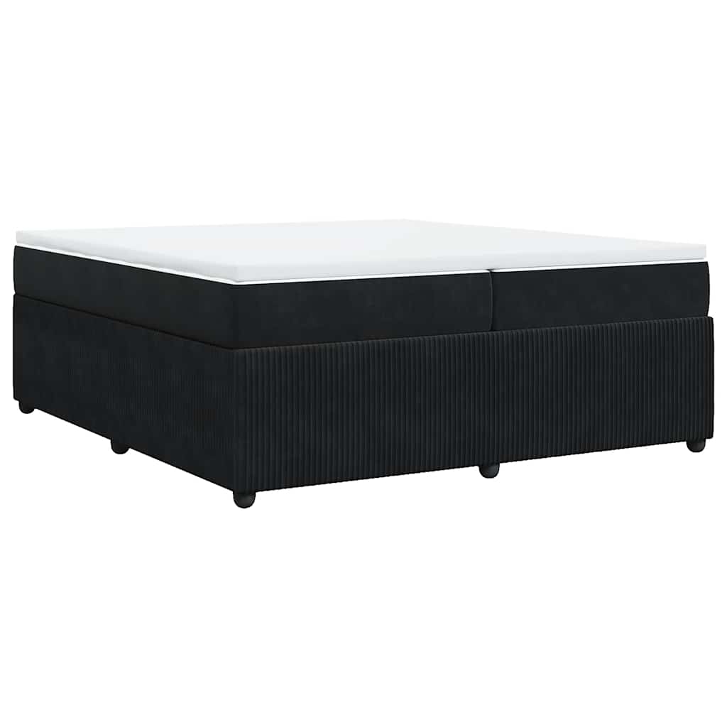 vidaXL Κρεβάτι Boxspring με Στρώμα Μαύρο 200x200 εκ. Βελούδινο