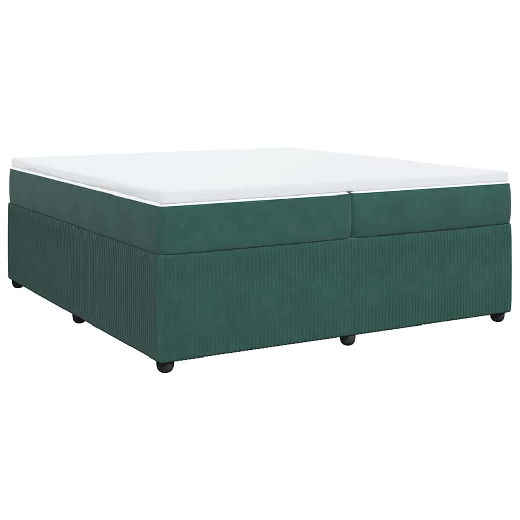 vidaXL Κρεβάτι Boxspring με Στρώμα Σκούρο Πράσινο 200x200εκ. Βελούδινο