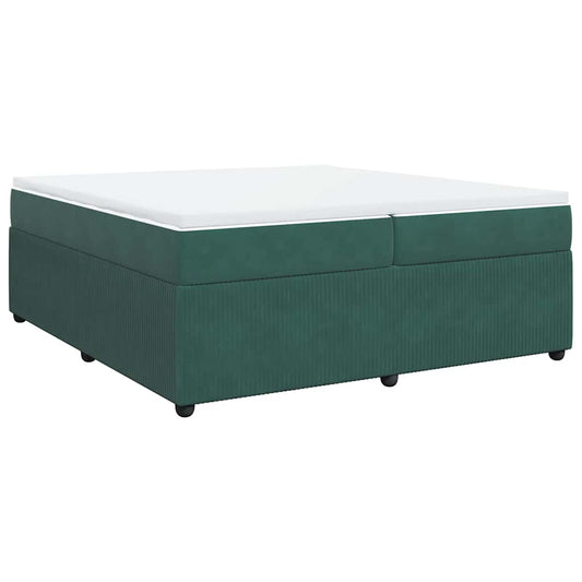 vidaXL Κρεβάτι Boxspring με Στρώμα Σκούρο Πράσινο 200x200εκ. Βελούδινο