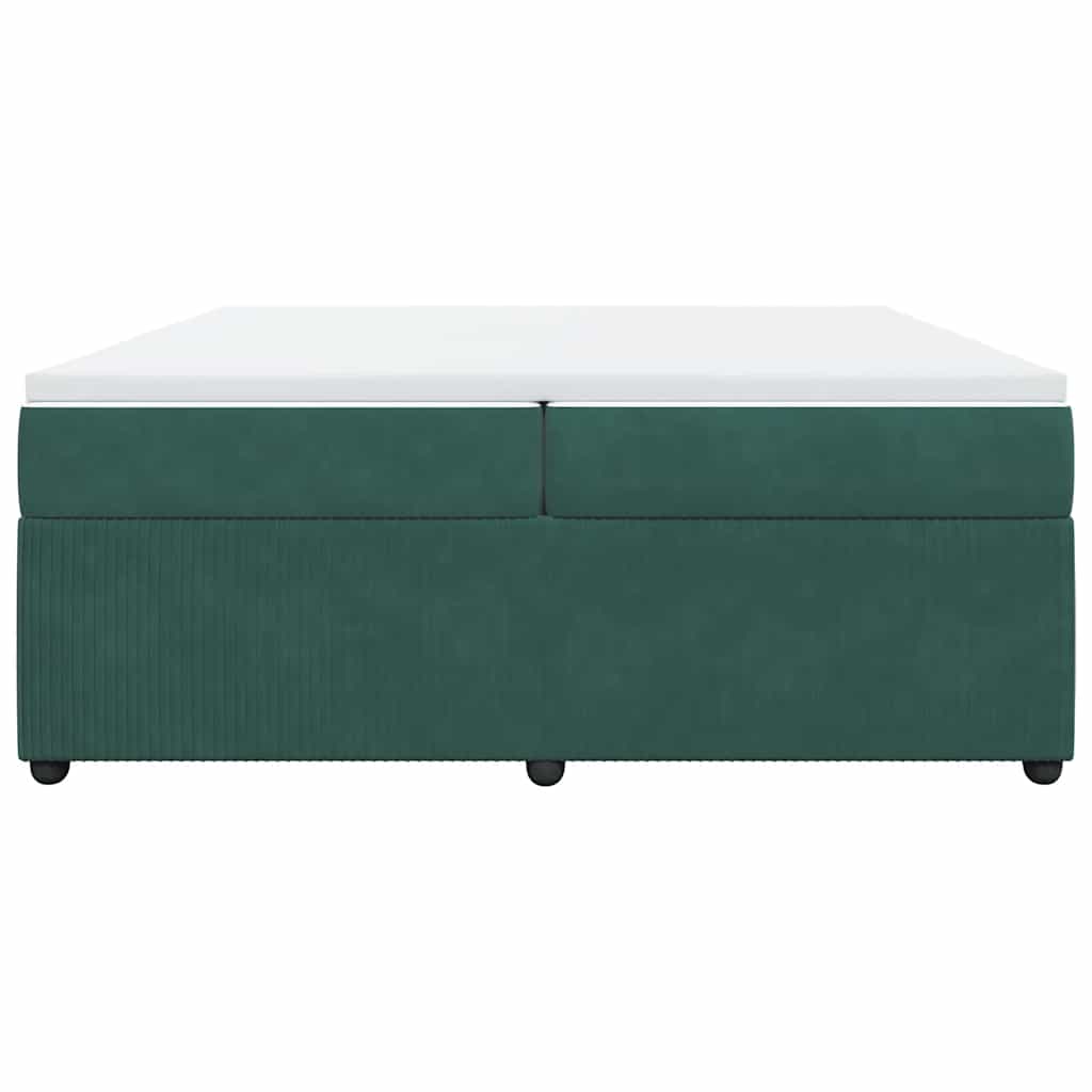vidaXL Κρεβάτι Boxspring με Στρώμα Σκούρο Πράσινο 200x200εκ. Βελούδινο