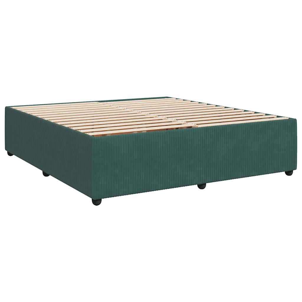vidaXL Κρεβάτι Boxspring με Στρώμα Σκούρο Πράσινο 200x200εκ. Βελούδινο