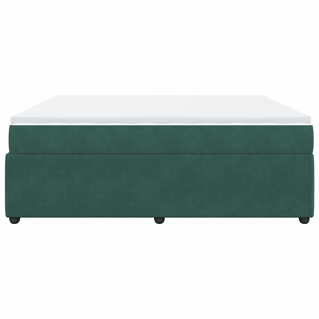 vidaXL Κρεβάτι Boxspring με Στρώμα Σκούρο Πράσινο 200x200εκ. Βελούδινο