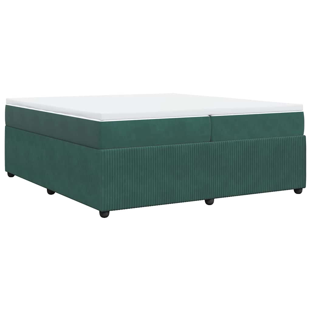 vidaXL Κρεβάτι Boxspring με Στρώμα Σκούρο Πράσινο 200x200εκ. Βελούδινο
