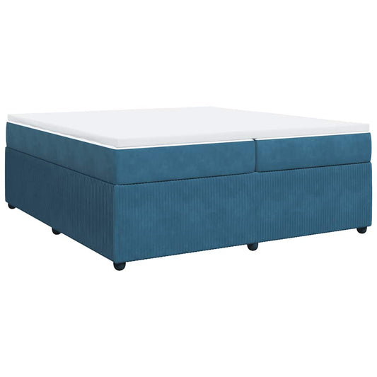 vidaXL Κρεβάτι Boxspring με Στρώμα Σκούρο Μπλε 200x200 εκ. Βελούδινο