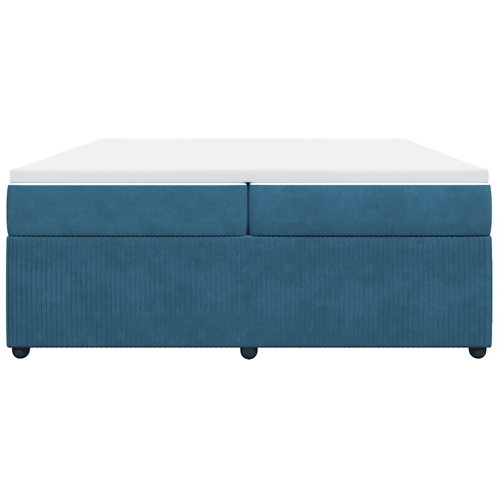 vidaXL Κρεβάτι Boxspring με Στρώμα Σκούρο Μπλε 200x200 εκ. Βελούδινο