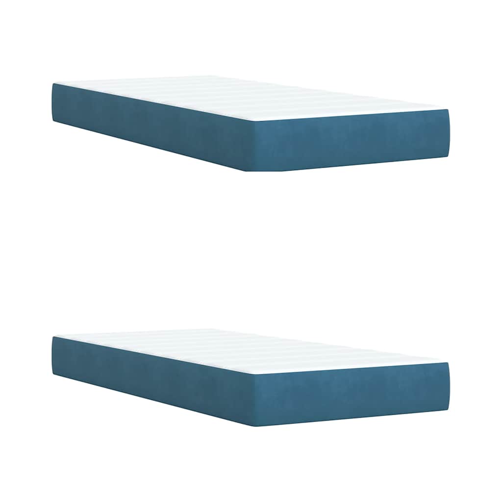 vidaXL Κρεβάτι Boxspring με Στρώμα Σκούρο Μπλε 200x200 εκ. Βελούδινο