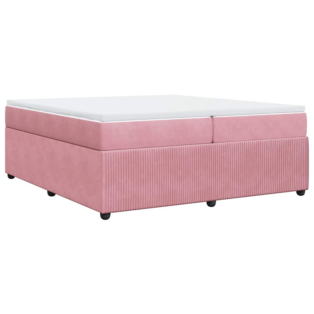 vidaXL Κρεβάτι Boxspring με Στρώμα Ροζ 200x200 εκ. Βελούδινο