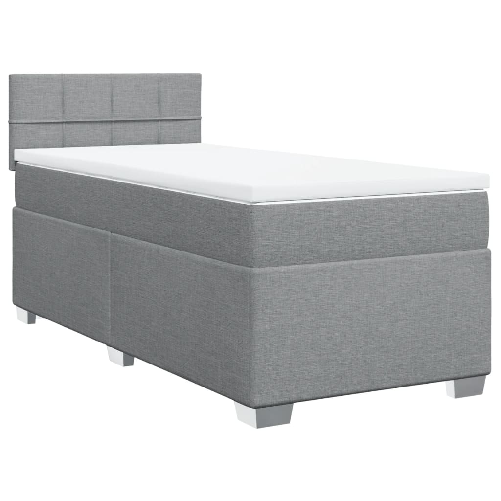 vidaXL Κρεβάτι Boxspring με Στρώμα Ανοιχτό Γκρι 80x200 εκ. Υφασμάτινο