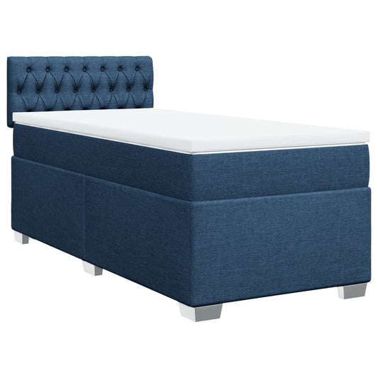 vidaXL Κρεβάτι Boxspring με Στρώμα Μπλε 80x200 εκ. Υφασμάτινο