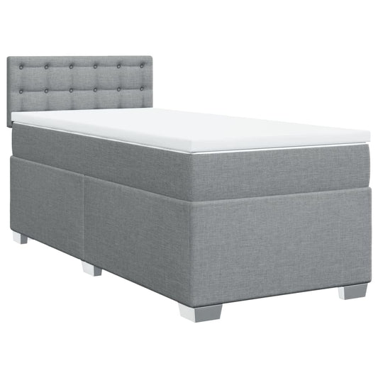 vidaXL Κρεβάτι Boxspring με Στρώμα Ανοιχτό Γκρι 80x200 εκ. Υφασμάτινο
