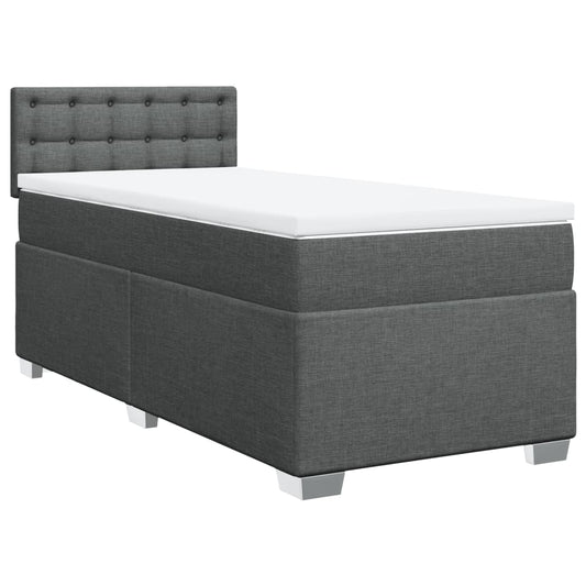 vidaXL Κρεβάτι Boxspring με Στρώμα Σκούρο Γκρι 80x200 εκ. Υφασμάτινο