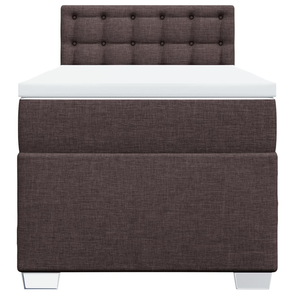 vidaXL Κρεβάτι Boxspring με Στρώμα Σκούρο Καφέ 80x200 εκ. Υφασμάτινο
