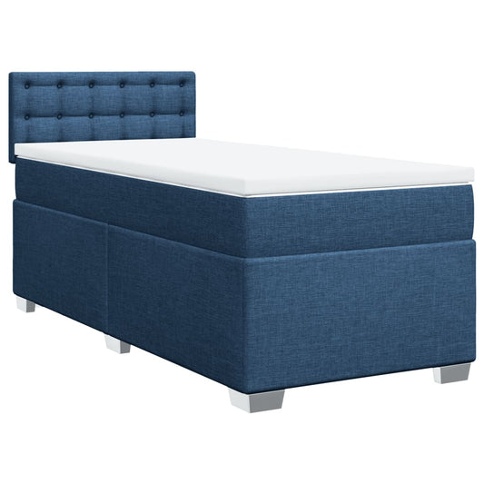 vidaXL Κρεβάτι Boxspring με Στρώμα Μπλε 80x200 εκ. Υφασμάτινο