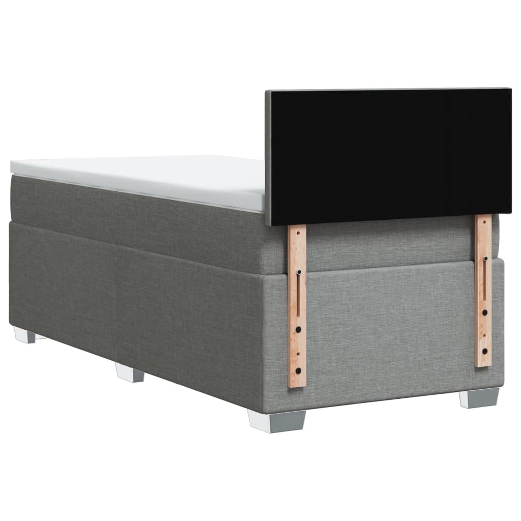 vidaXL Κρεβάτι Boxspring με Στρώμα Ανοιχτό Γκρι 90x190 εκ. Υφασμάτινο