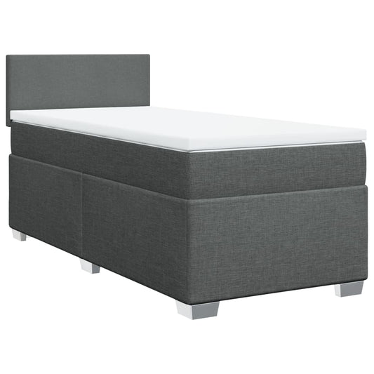 vidaXL Κρεβάτι Boxspring με Στρώμα Σκούρο Γκρι 90x190 εκ. Υφασμάτινο