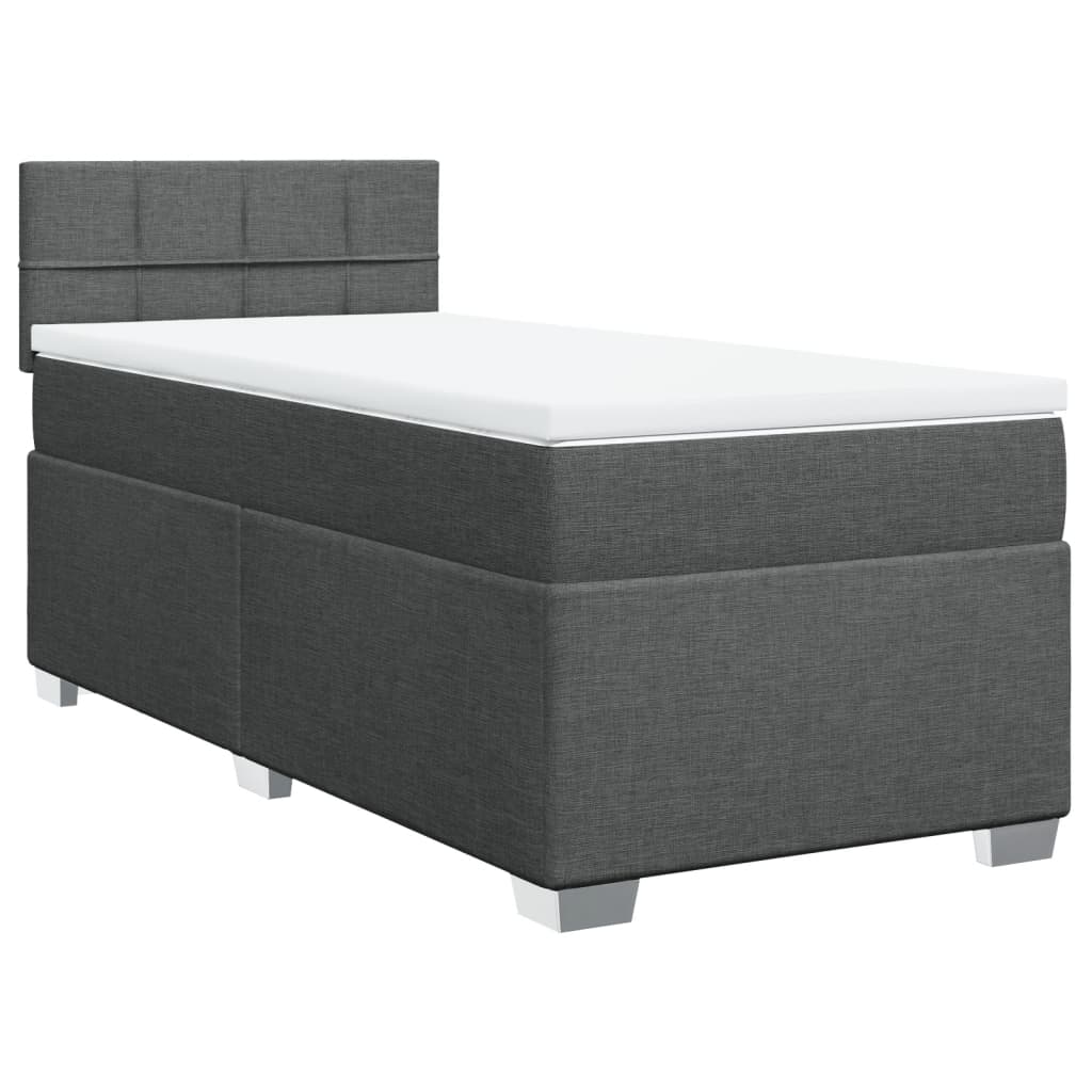 vidaXL Κρεβάτι Boxspring με Στρώμα Σκούρο Γκρι 90x190 εκ. Υφασμάτινο