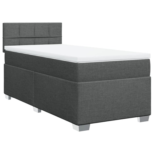 vidaXL Κρεβάτι Boxspring με Στρώμα Σκούρο Γκρι 90x190 εκ. Υφασμάτινο