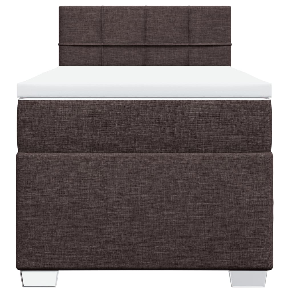 vidaXL Κρεβάτι Boxspring με Στρώμα Σκούρο Καφέ 90x190 εκ. Υφασμάτινο