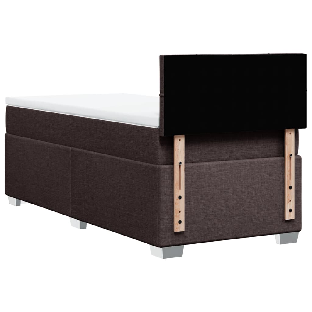 vidaXL Κρεβάτι Boxspring με Στρώμα Σκούρο Καφέ 90x190 εκ. Υφασμάτινο