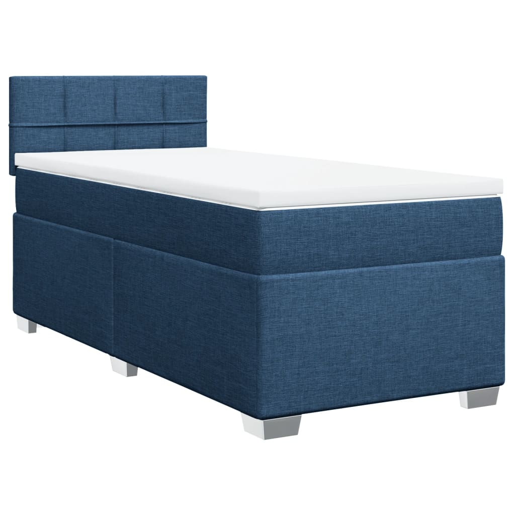 vidaXL Κρεβάτι Boxspring με Στρώμα Μπλε 90x190 εκ.Υφασμάτινο