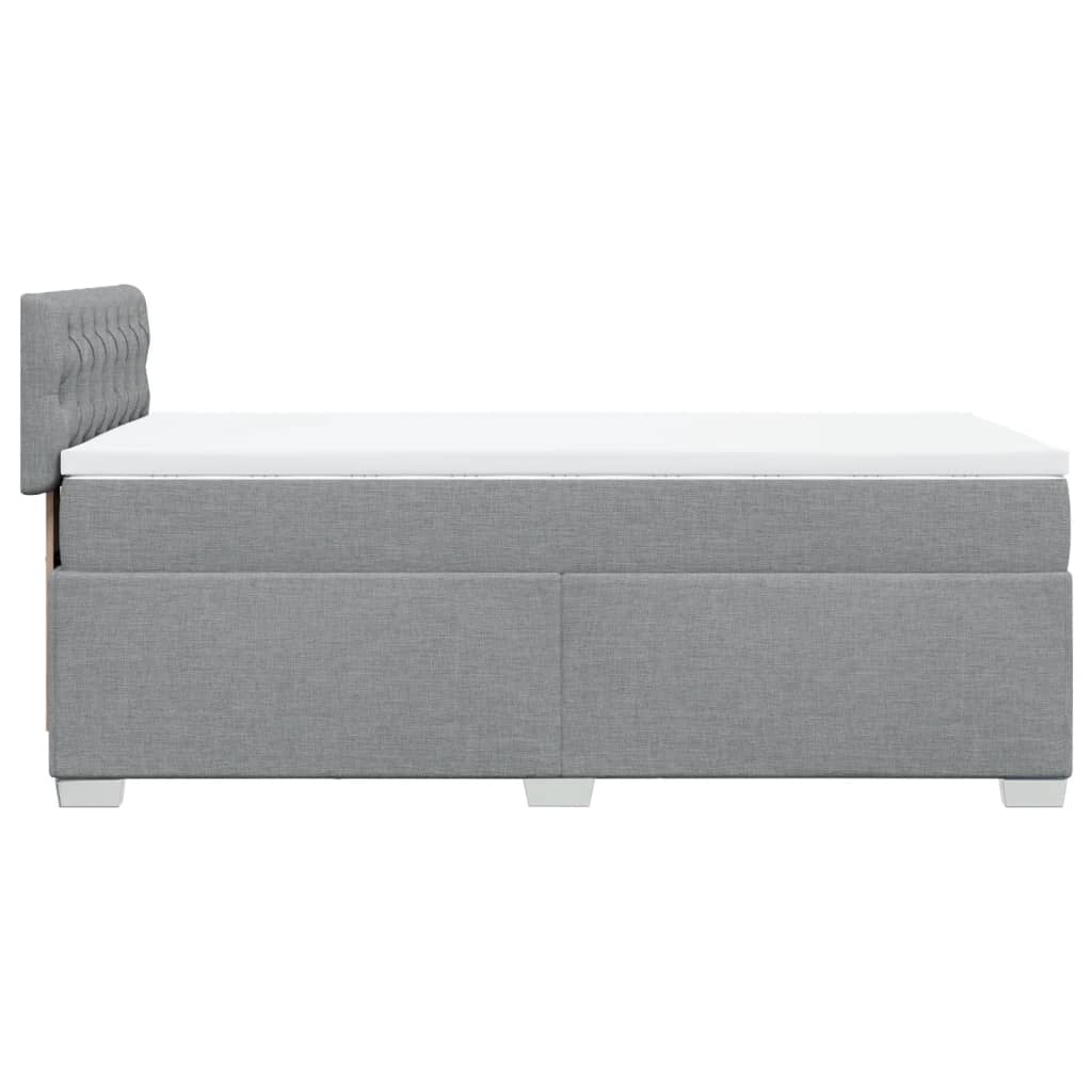 vidaXL Κρεβάτι Boxspring με Στρώμα Ανοιχτό Γκρι 90x190 εκ. Υφασμάτινο