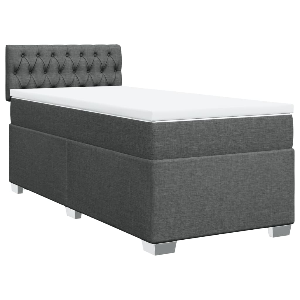 vidaXL Κρεβάτι Boxspring με Στρώμα Σκούρο Γκρι 90x190 εκ. Υφασμάτινο