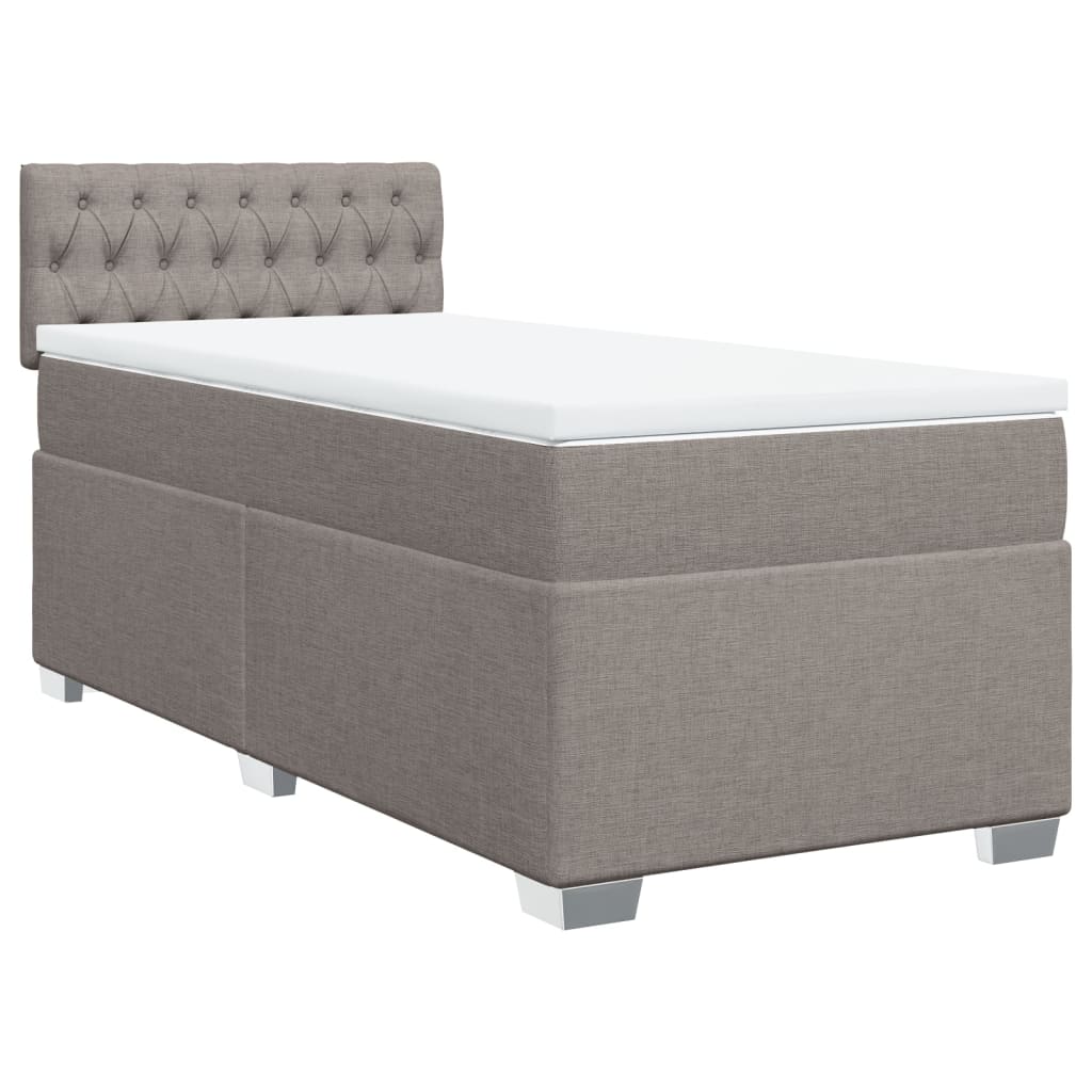 vidaXL Κρεβάτι Boxspring με Στρώμα Taupe 90x190 εκ.Υφασμάτινο