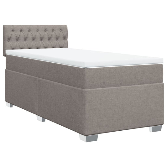 vidaXL Κρεβάτι Boxspring με Στρώμα Taupe 90x190 εκ.Υφασμάτινο