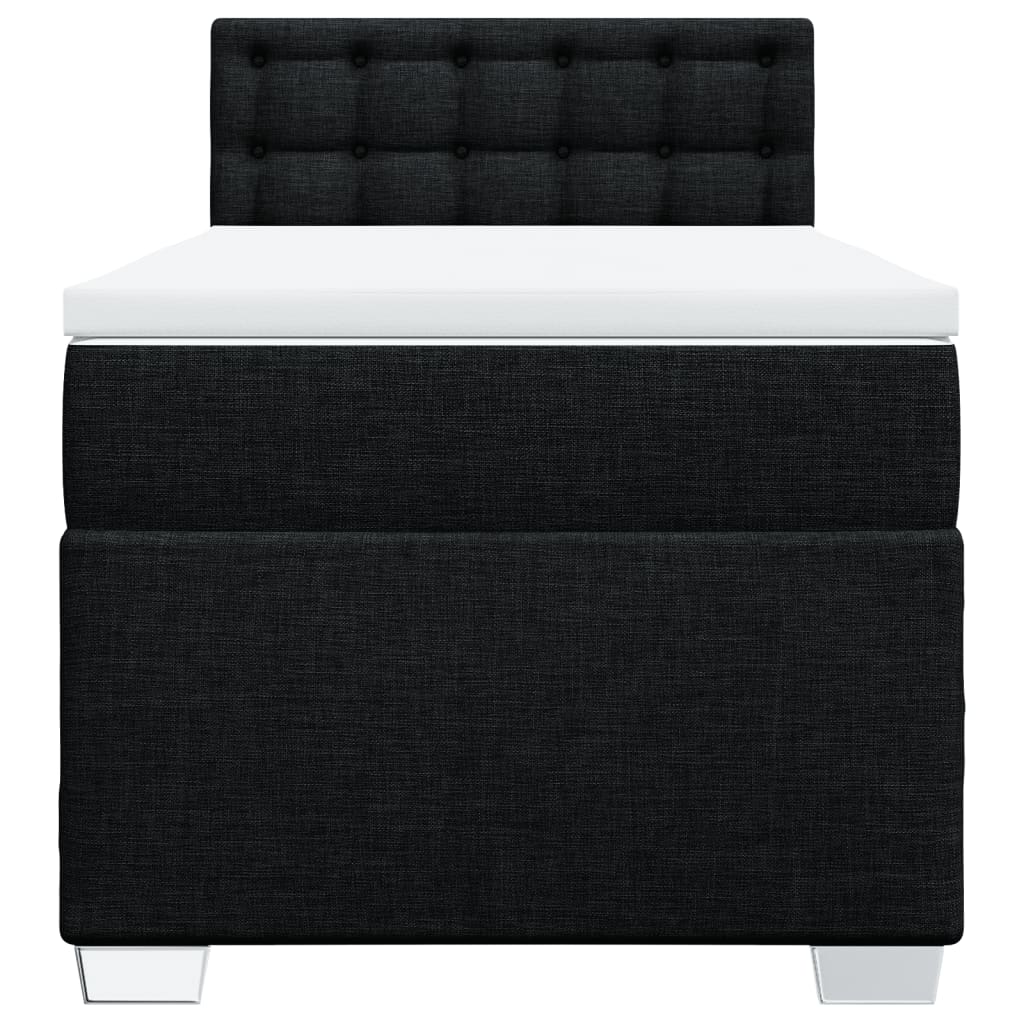 vidaXL Κρεβάτι Boxspring με Στρώμα Μαύρο 90x190 εκ.Υφασμάτινο